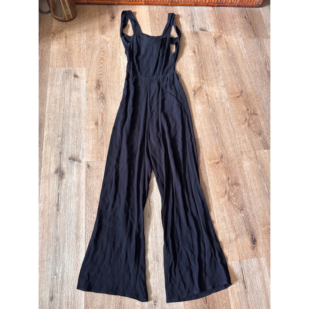 Reformation Black Wide Leg Open Back Bow Jumpsuit Size 0